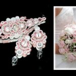 pudrowy róż, komplet ślubny sutasz - 