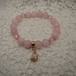 Bransoletka z różowym kwarcem 02