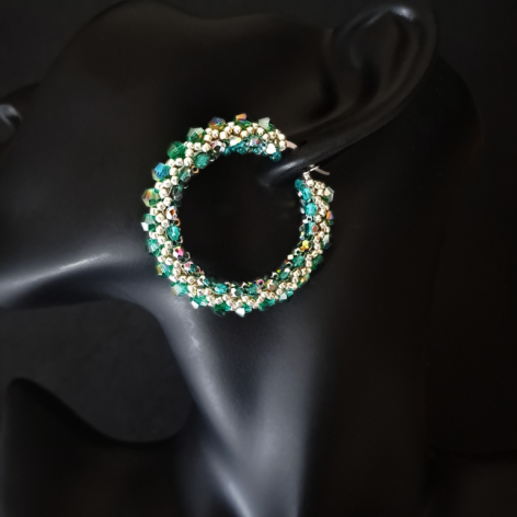 Duże Zielone Kolczyki Koła