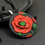 Naszyjnik "czerwony mak" - duży naszyjnik czerwony mak