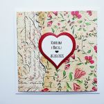 Kartka na ślub z czerwonymi kwiatami retro  - Kartka ślubna z czerwonymi kwiatami