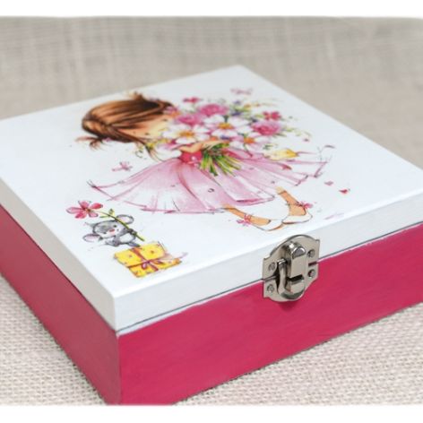 Pudełko decoupage, ~Dziewczynka z kwiatami~