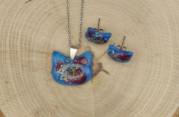 Komplet biżuterii Koci Amulet – żywica z suszonymi kwiatami