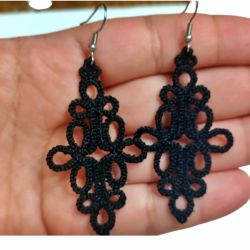 Delikatne koronkowe kolczyki haftowane - czarne
