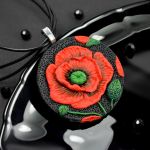 Komplet biżuterii "czerwone maki" naszyjnik i kolczyki sztyfty - biżuteria mak