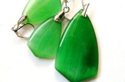 Zielony kwarc kocie oko, elegancki zestaw biżuterii w srebrze