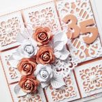 Kartka ROCZNICA ŚLUBU koralowo-biała /Z - Kartka na rocznicę ślubu z koralowo-białymi różami