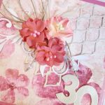 Kartka ROCZNICA ŚLUBU z różowymi kwiatami - Kartka na 30 rocznicę ślubu różowo-kremowa