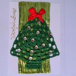 Kartka z szydełkową choinką - kartka świąteczna z choinką