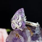 Srebrny pierścionek z purpurytem handmade - pierścionek wire wrapped