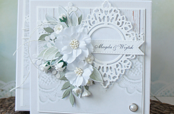 Ślubny komplet w bieli i delikatnej szarości