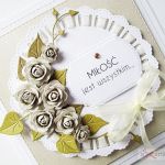 Kartka ŚLUBNA z beżowymi różami - Biało-beżowa kartka na ślub z różami