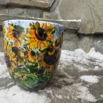 Porcelanowy kubek ręcznie malowany-Słoneczniki  - 