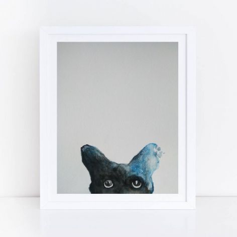 Niebieski kot -akwarela