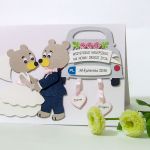 Kartka ślubna z garbusem oraz misiami - kartka z życzeniami