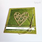 Kartka ślubna w zieleni-ażurowe serce - kartka ślubna w zieleni