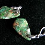 Zielony jaspis cesarski i srebro - eleganckie kolczyki - 