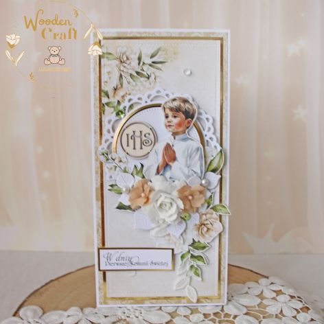 Kartka pamiątka komunijna "BeigeStory"GOTOWA