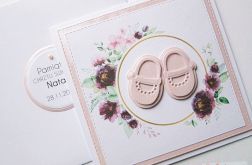 Kartka PAMIĄTKA CHRZTU - pudrowy róż