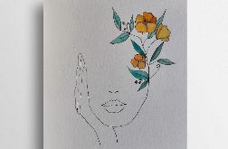 Kobieta-kwiaty-akwarela