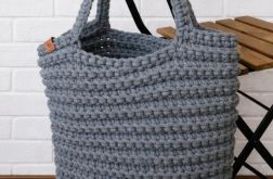 Torebka damska,na ramię, koszyk z sznurka,szara.