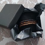 Bransoletka męska potrójna drewniane kuleczki i sznurek - Męska bransoleta