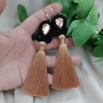 Soutache sutasz kolczyki beżowe szampańskie - złociste