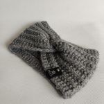 Opaska ręcznie robiona na drutach, szara. - opaska szara