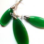 Kwarc kocie oko, duże łezki w srebrze, elegancki zestaw biżuterii - 