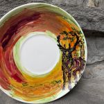 Porcelanowa filiżanka ręcznie malowana Jesień w lesie - 