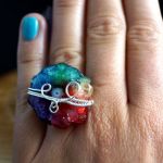 Srebrny pierścionek z kwarcem tęczowym - Doskonały na prezent, niesamowity pierścionek z kwarcem tęczowym