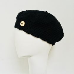 Klasyczny czarny beret francuski z antenką