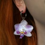 Kolczyki z prawdziwą orchideą w żywicy kwiaty biżuteria - 