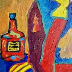 Duży obraz olej babcia i kawa - 