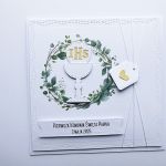 Kartka na Komunię z wiankiem ręcznie robiona - Kartka komunijna hamdmade z wiankiem