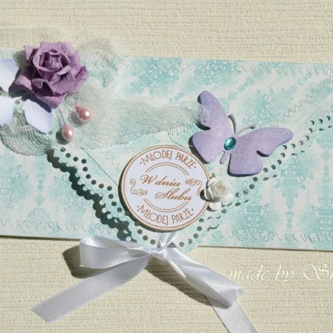 Kopertówka z okazji ślubu- wrzosowa róża