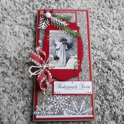 Kartka świąteczna, vintage, z aniołem