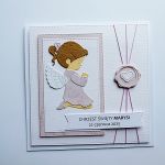 Delikatna kartka z aniołkiem na Chrzest  - Kartka na Chrzest z aniołkiem