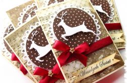 Kartka świąteczna w brązach z reniferem