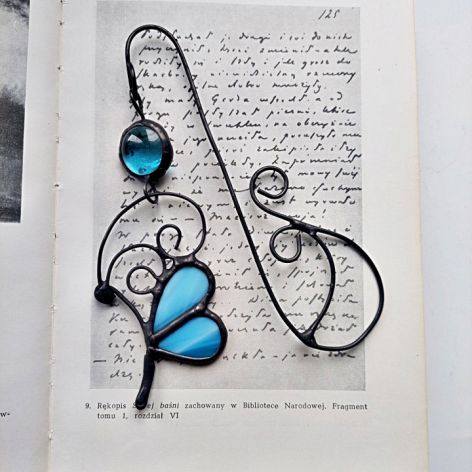 zakładka do książki motylek błękitny , witraż