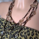 Naszyjnik Długie Sznury Korali Serca Szklane Korale Metalizowane - 