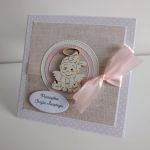 Kartka na Chrzest Święty z aniołkiem beż - Kartka na Chrzest Święty z aniołkiem beż