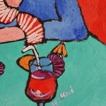 Obraz  fowizm dama babcia z drinkiem - 