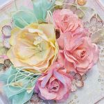 Kartka ślubna z ręcznie robionymi kwiatami - 