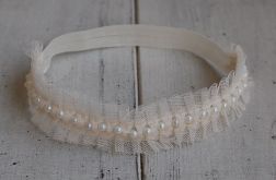 Perełki & tiul - diadem/opaska niemowlęca