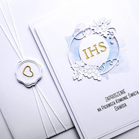 Zaproszenie komunijne z ornamentem handmade