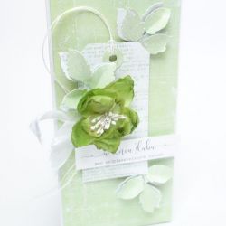 Kartka ślubna w pudełku - biel i zieleń