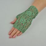 Rękawiczki, mitenki handmade zielone - mitenki