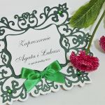 Zaproszenie na ślub z ornamentem kolor ciemny zielony - 