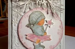 Kartka z dziewczynką na Boże Narodzenie